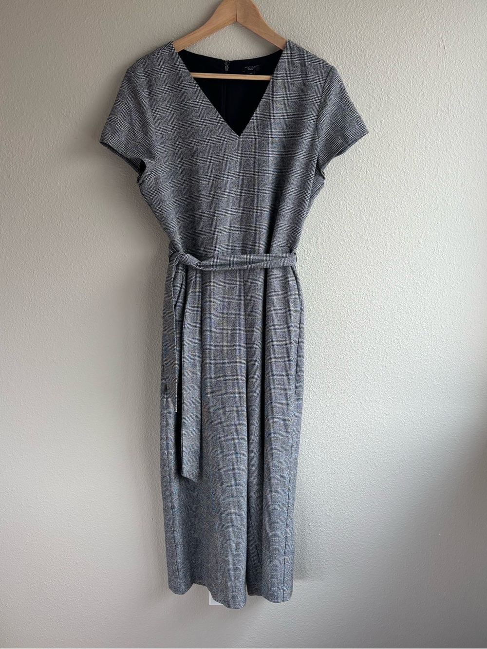Ann Taylor Grey Knit Jumpsuit with Belt